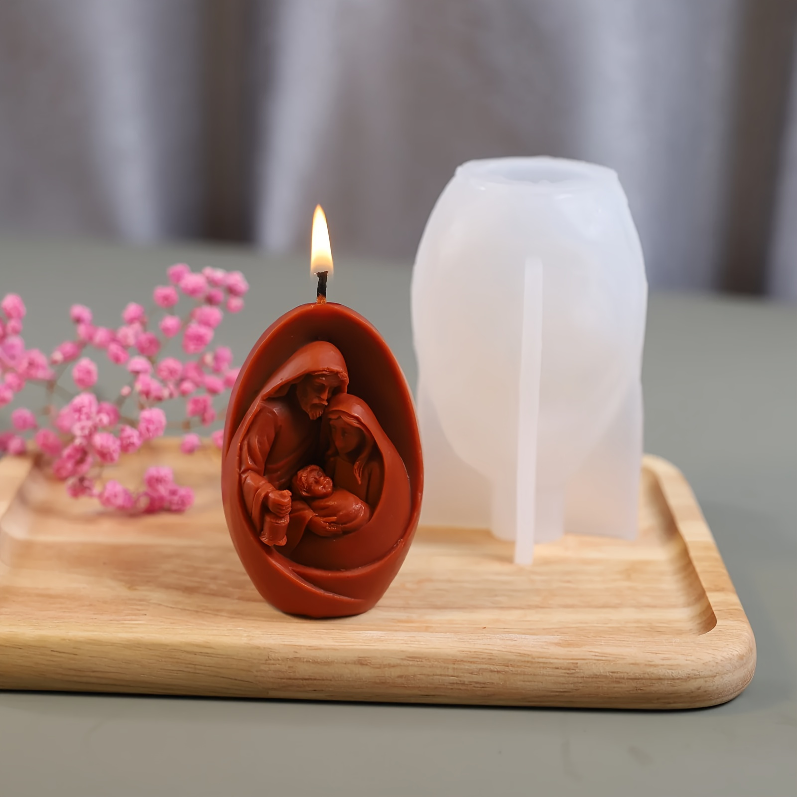 Image of Christmas Scene Silicone Candle Mold - For Candle And Home Decor - 100g Christmas Gift Ornament Mold Christmas Ornament Mold