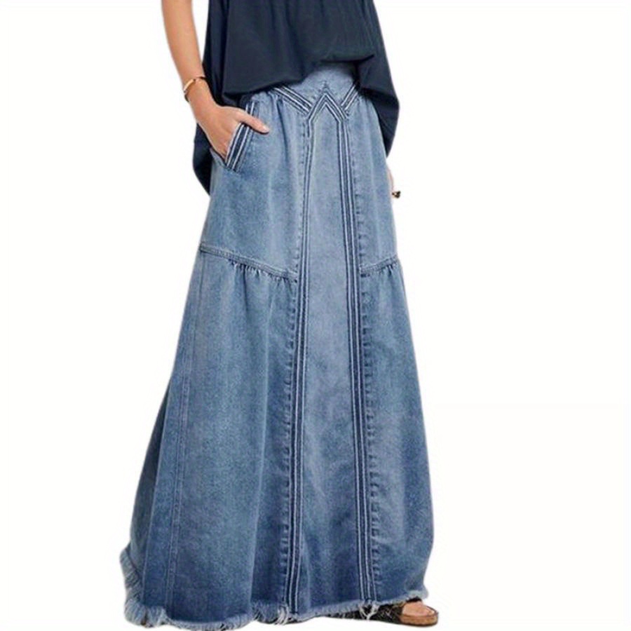 

Women's High Waist Skirt, Hem A-line Jean Skirt For Summer And Spring,