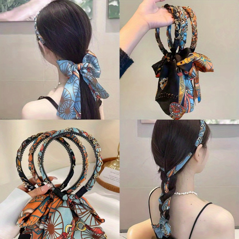 

3pcs Set Of Ribbon Hairband And Headband System, Retro Style New Hairpin For Women's Braided Hair