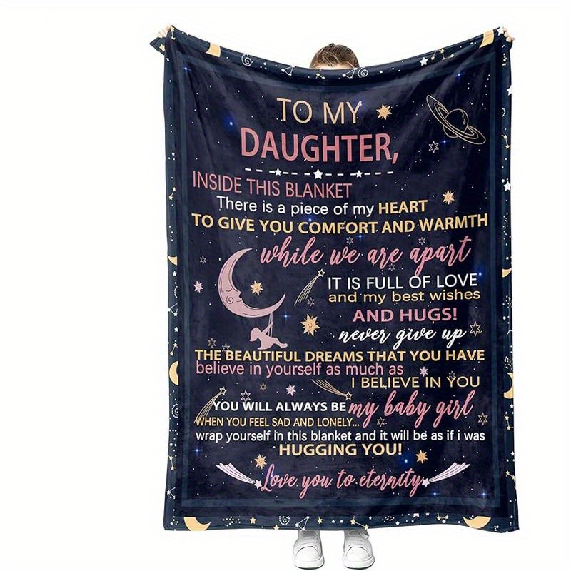 

To My Daughter Blanket From Mom Dad, Warm Letter Throw Blanket For Daughter, Birthday Gifts For Daughter From Mom Dad, Valentine's Gifts For Daughter (night Letter)