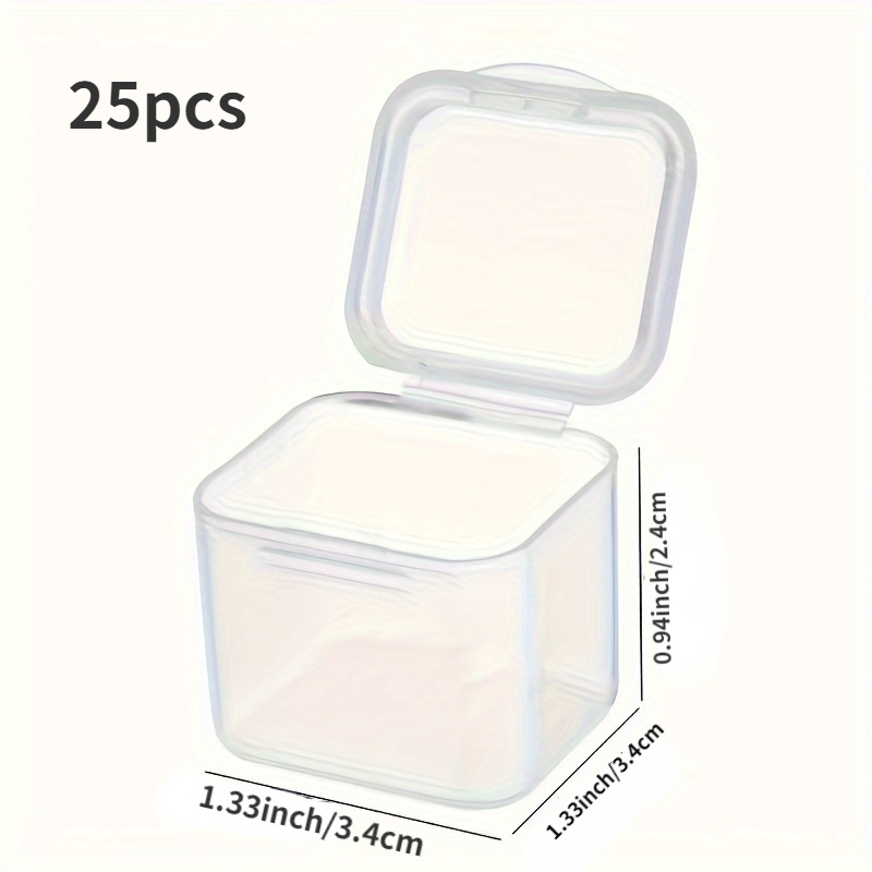 25pcs Clear Plastic Storage Boxes With Latch Lids - Multipurpose Organizers Suitable For Beads, Jewelry, Crafts, Trinket Containers - Durable Small Box (1.33x1.33x0.94 Inches)