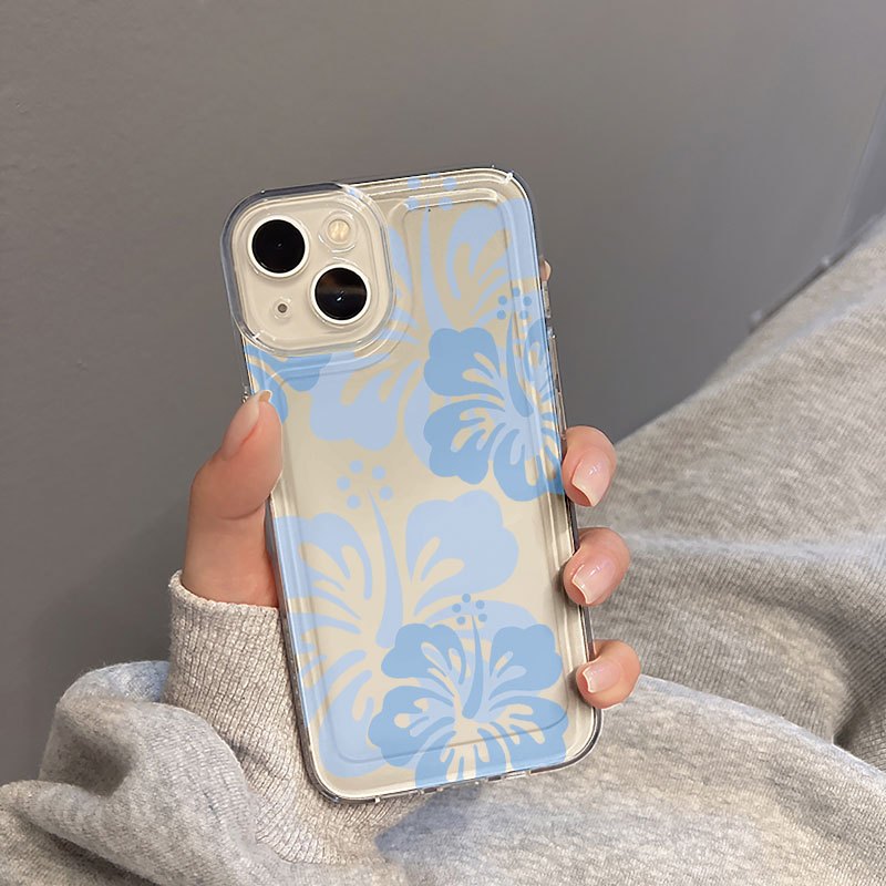 TEMU Phone Case - Blue Flower Phone Case Suitable For Oppo A3 A3 Pro A3x A16 A17k A38 A55 A57 A57s A58 A60 A76 A77s A78 A79 A80 5g A95 A96 A98 Reno 5
