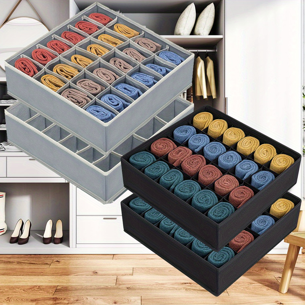 

2pcs Sock Organizer, Foldable Drawer Organizer For Socks & Tie & Underwear, Drawer Organizers Fabric Foldable Cabinet Closet Organizers, For Storing Socks, Underwear, Ties