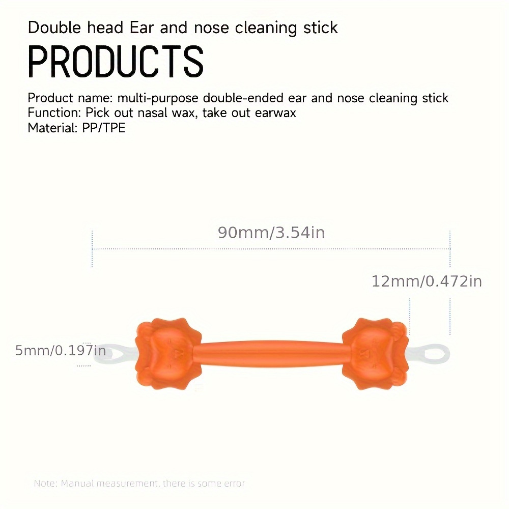 2-in-1 Nose & Ear Cleaner - Booger Remover, Snot and Earwax Tool for Youngsters & Youngsters - Orange/Blue PE Material - Perfect Gift for Christmas, Halloween, Thanksgiving