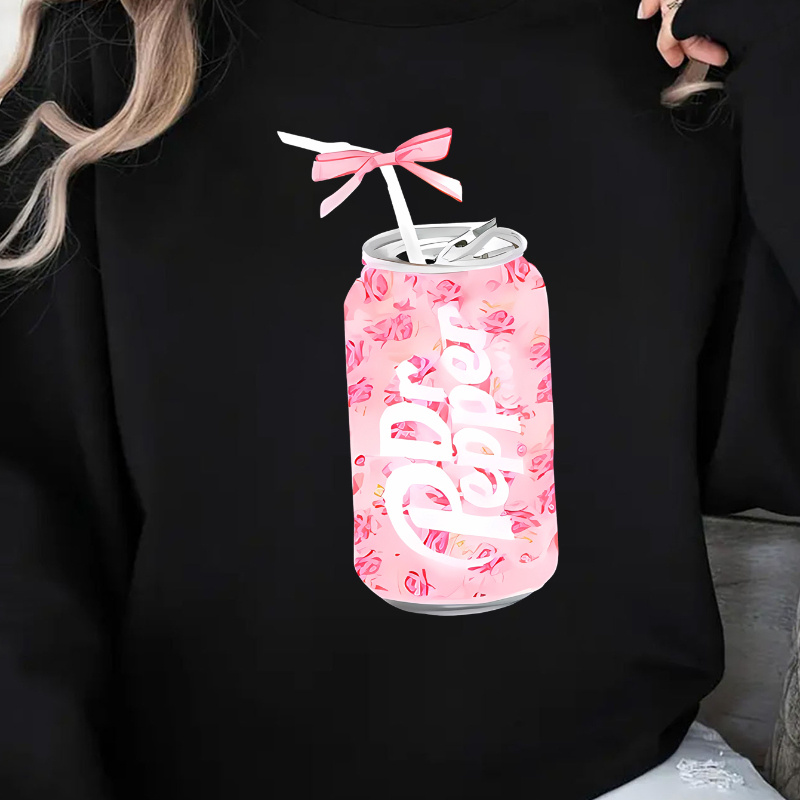 

Women's Casual Pullover Sweatshirt, Round Neck, Long Sleeve, Knitted Polyester Fabric, Random Print, Adult Sizes, Fashionable Sportswear