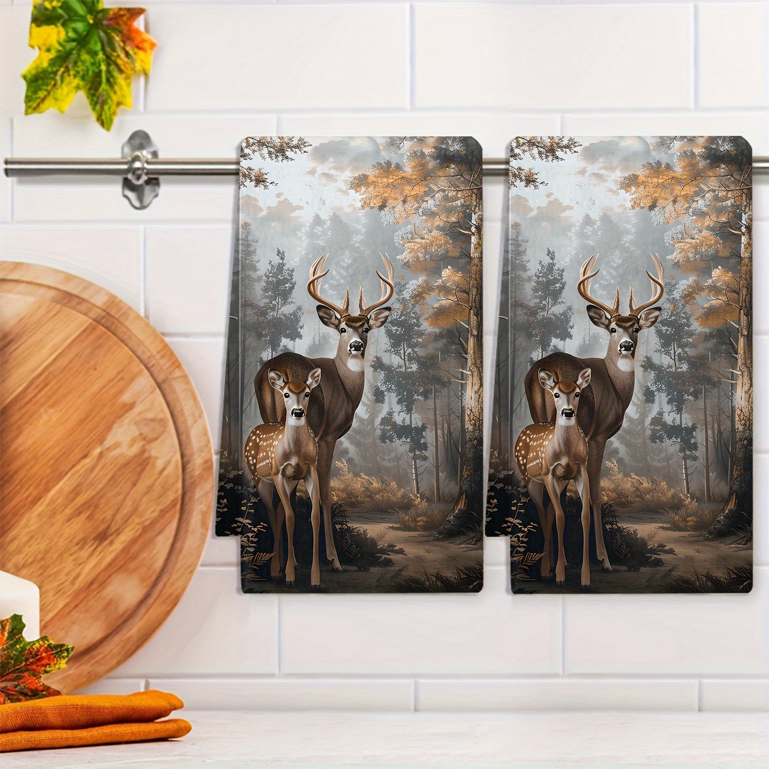 

Large And Small Deer In Kitchen Towel Cleaning Cloth Table Decoration Towel