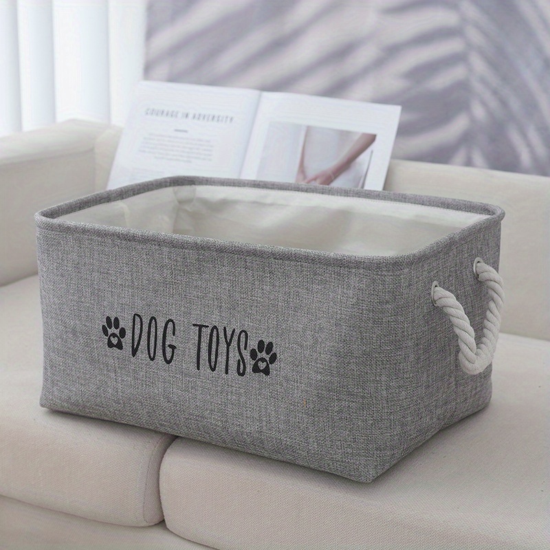 Image of 1pc Pet Toy Storage Basket Fabric Cat And Dog Clothes Storage Box Home Storage Snack Toy Storage Basket Clothes Storage Basket, Without Battery