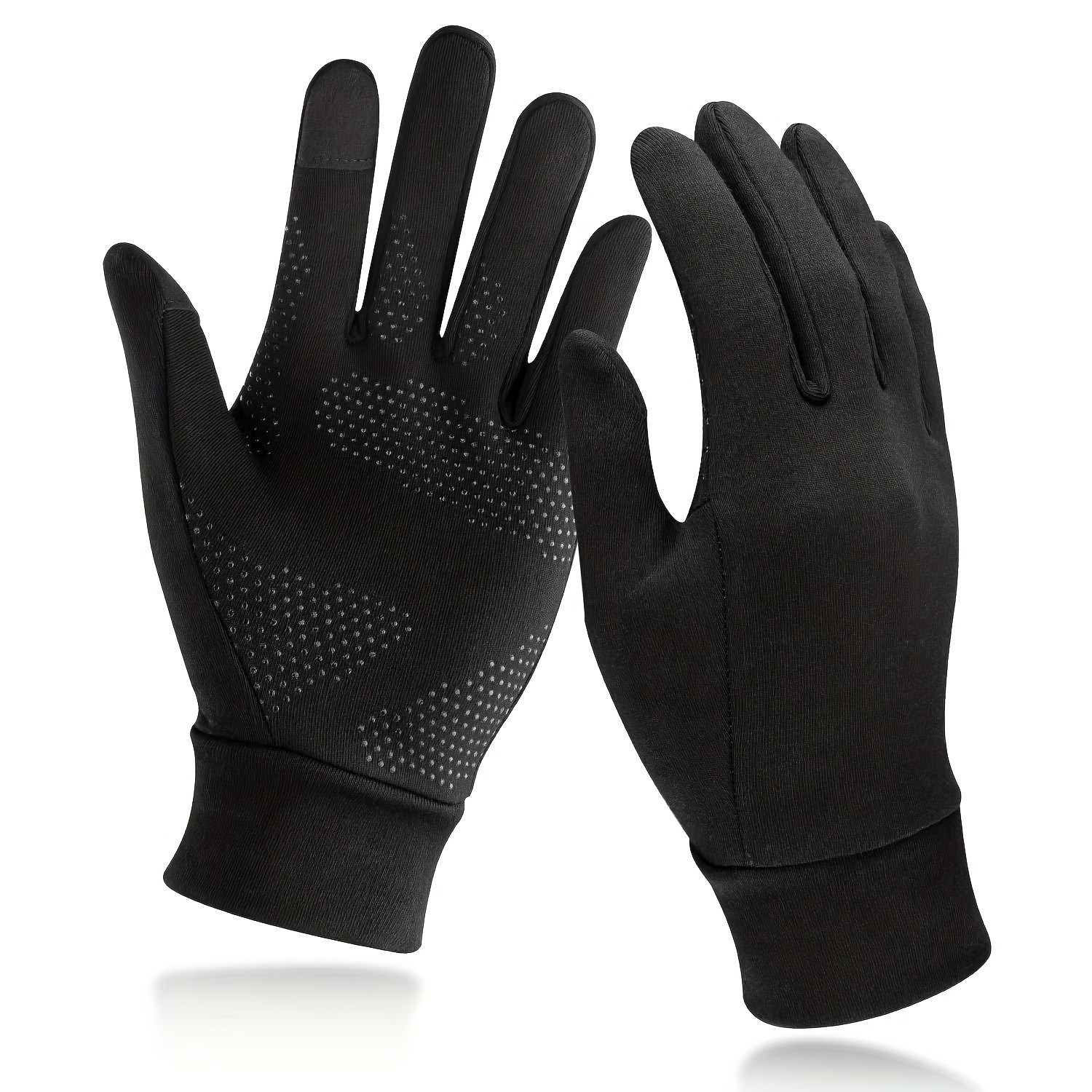 

Touchscreen-compatible Winter Sports Gloves - Knit Spandex, Thermal Insulated, Palm Grip, Hook-and-loop Closure, Hand Washable - Ideal For Running, Cycling & Outdoor Activities - Unisex