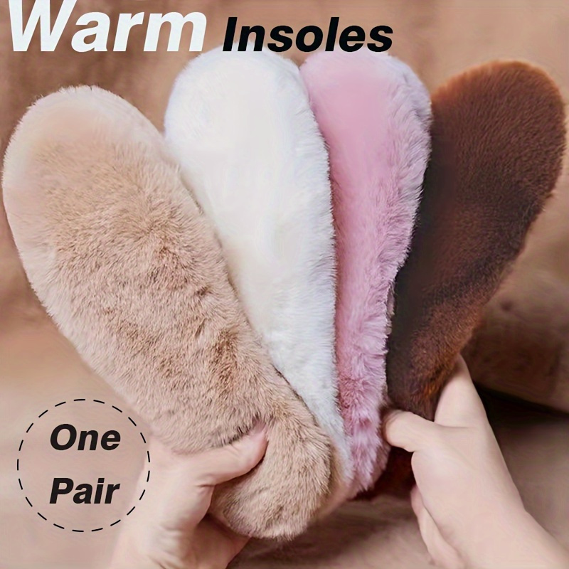 

1pair Plush Self-heating Thermal Insoles - Super Fluffy, Faux Rabbit Fur, For Sports & Winter Wear