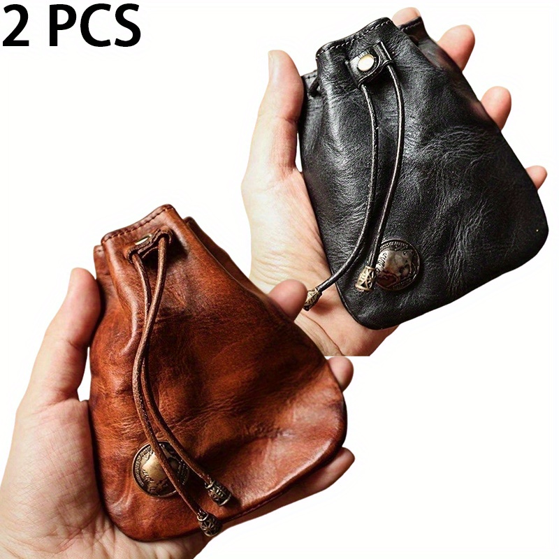 

2pcs Handcrafted Genuine Cowhide Waist Bag Change Holder Pouch Coin Purse Keychain Black Friday Thanksgiving Christmas Gift