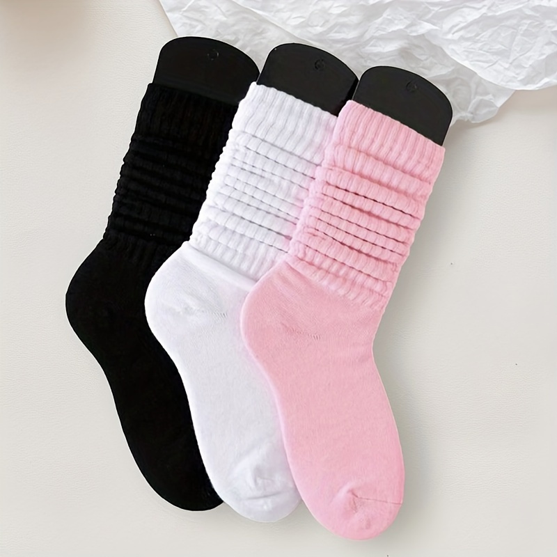 

6 Pairs Solid All-match Slouch Socks, Soft & Socks For Fall & Winter, Women's Stockings & Hosiery