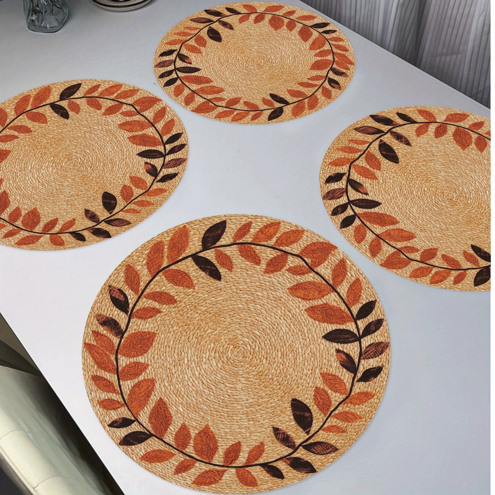 

4- Placemats - Knit Table , , Washable, 15" For Dining, , Thanksgiving