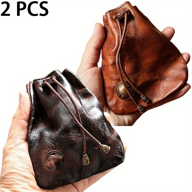 

1pc Cowhide Waist Bag Purse Keychain For Men And Women For