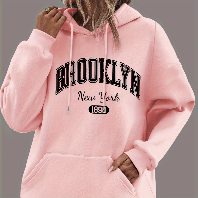 

Plus Size New 1896 Print Hoodie, Casual Knit Fabric Pullover, Geometric Pattern, With Drawstring, For Women, Fall/winter Collection