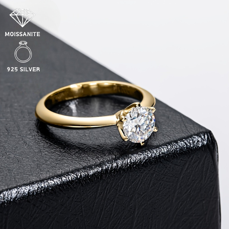 925 Sterling Silver Moissanite Solitaire Ring Set for Women