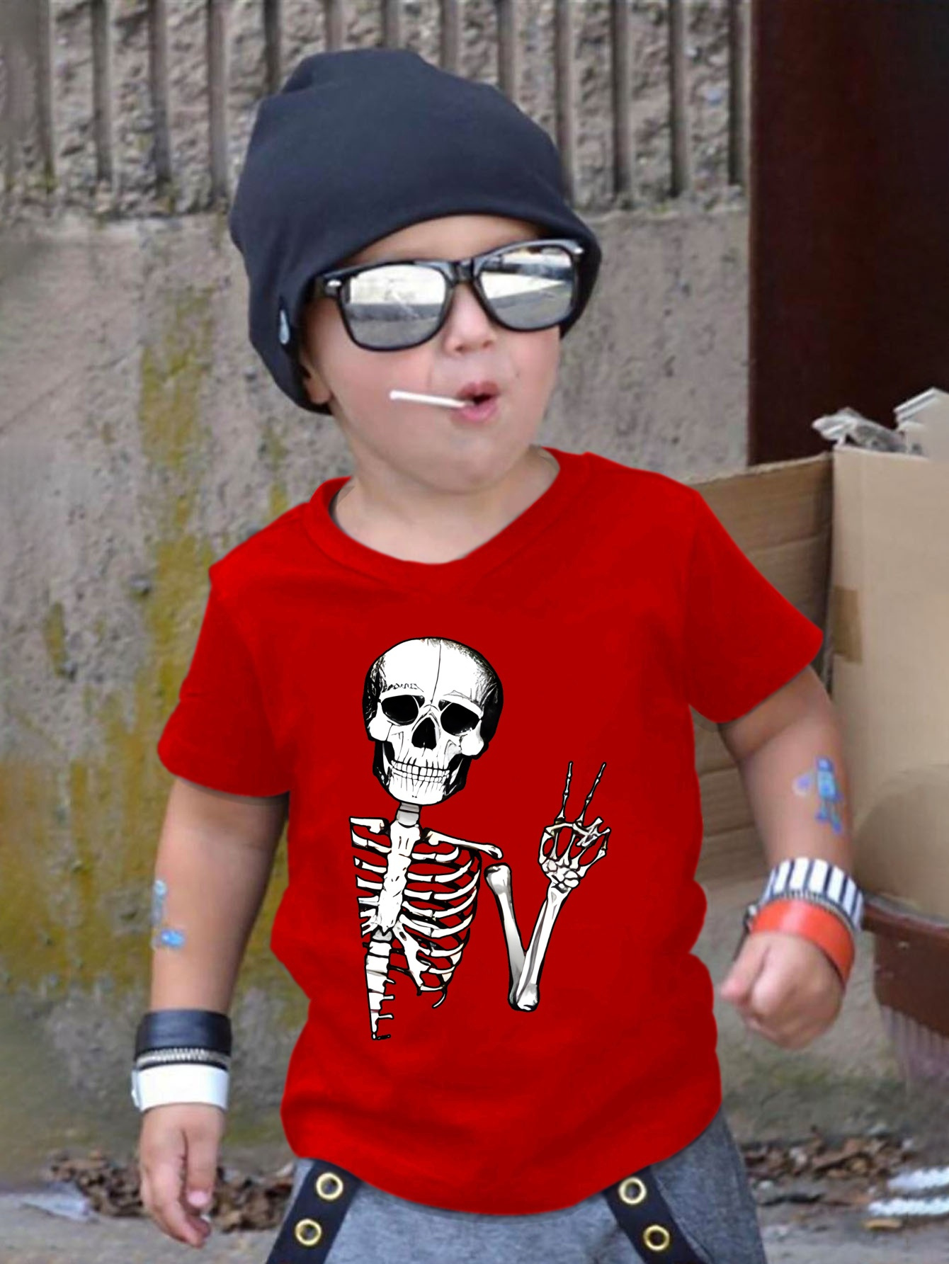 ropa camisetas esqueleto para bebe