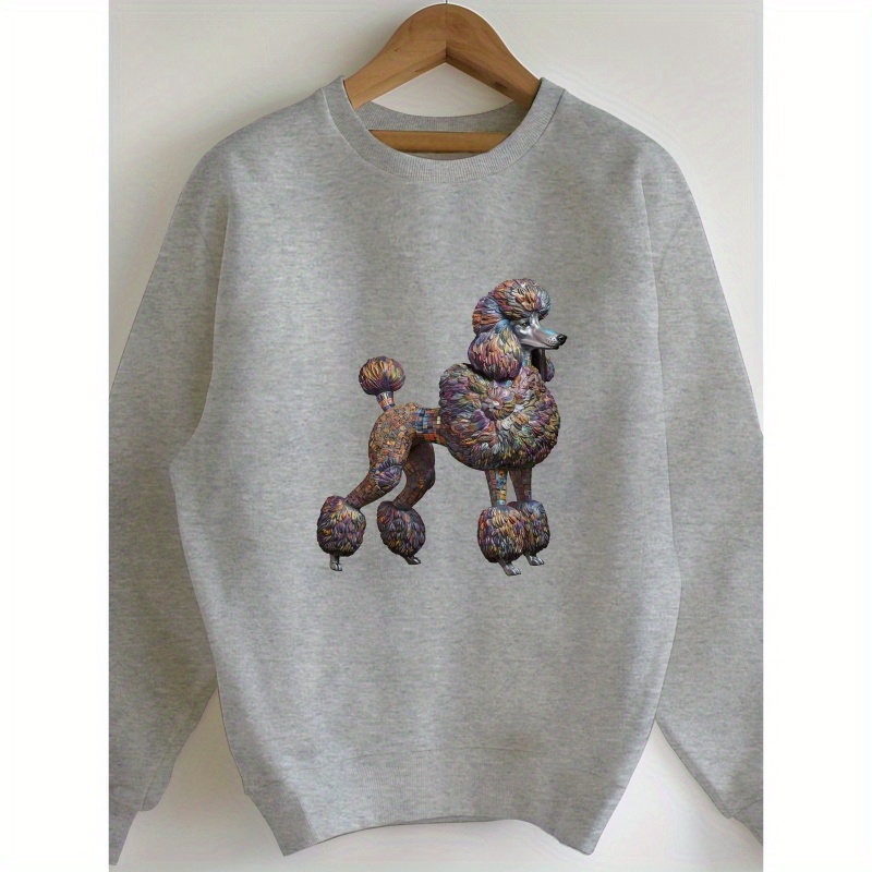 

Chic Green Poodle Print Women's Sweatshirt - Cozy Polyester, Round Neck, Long Sleeve, Casual Fit - Machine Washable, Fall/winter