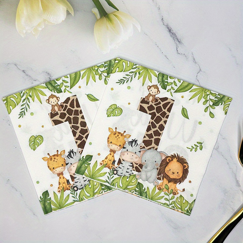 

wild One" Party Napkins: 20 Sheets, 12.99" X 12.99", Double-layer Printed, Animal , Outdoor Parties Or Fancy Dining