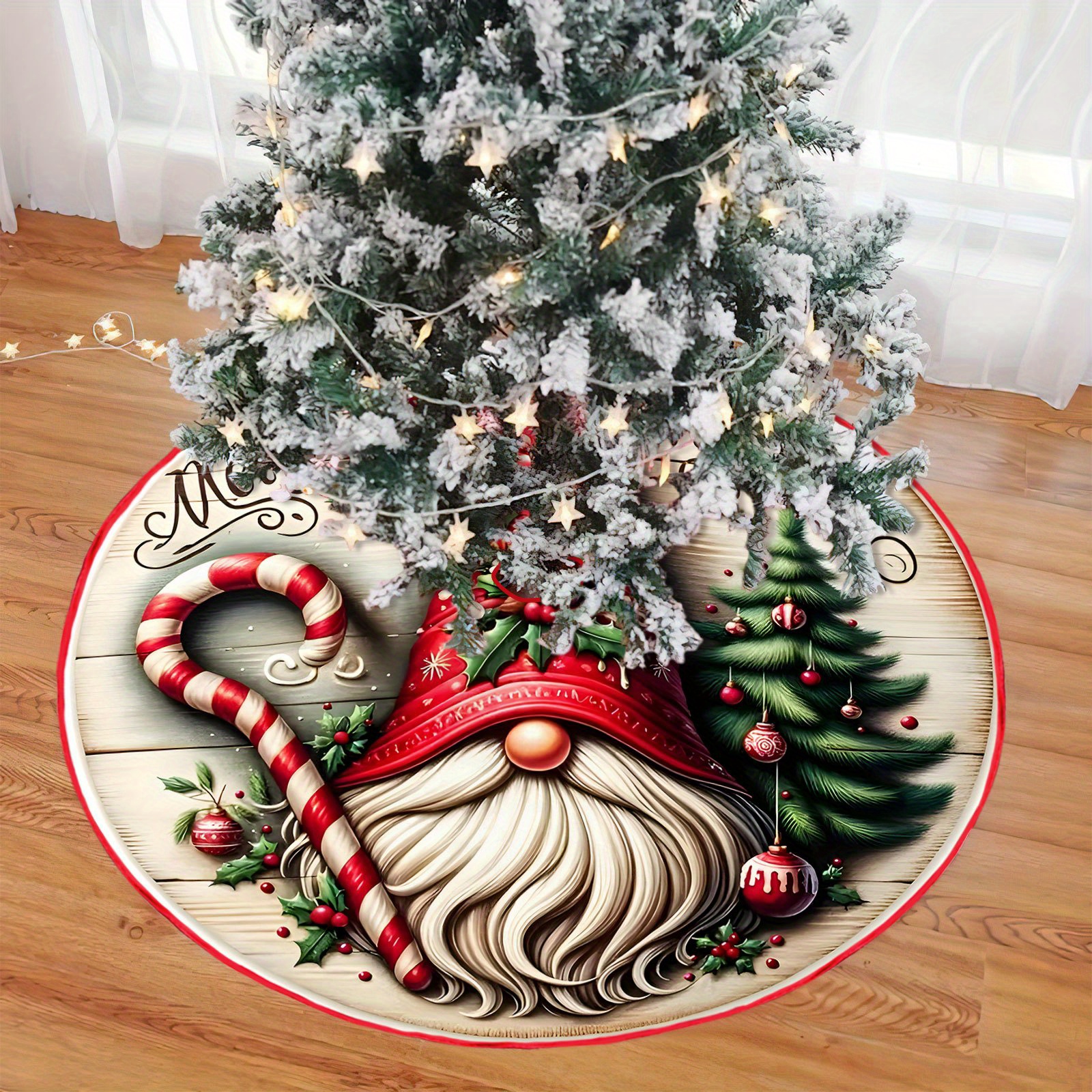 

1pc Christmas Tree Skirt, Christmas Tree Decoration Christmas Tree Skirt, Elk And Santa Claus, Small Bell Pattern, Christmas Car, Christmas Theme Party Decorations [jit]