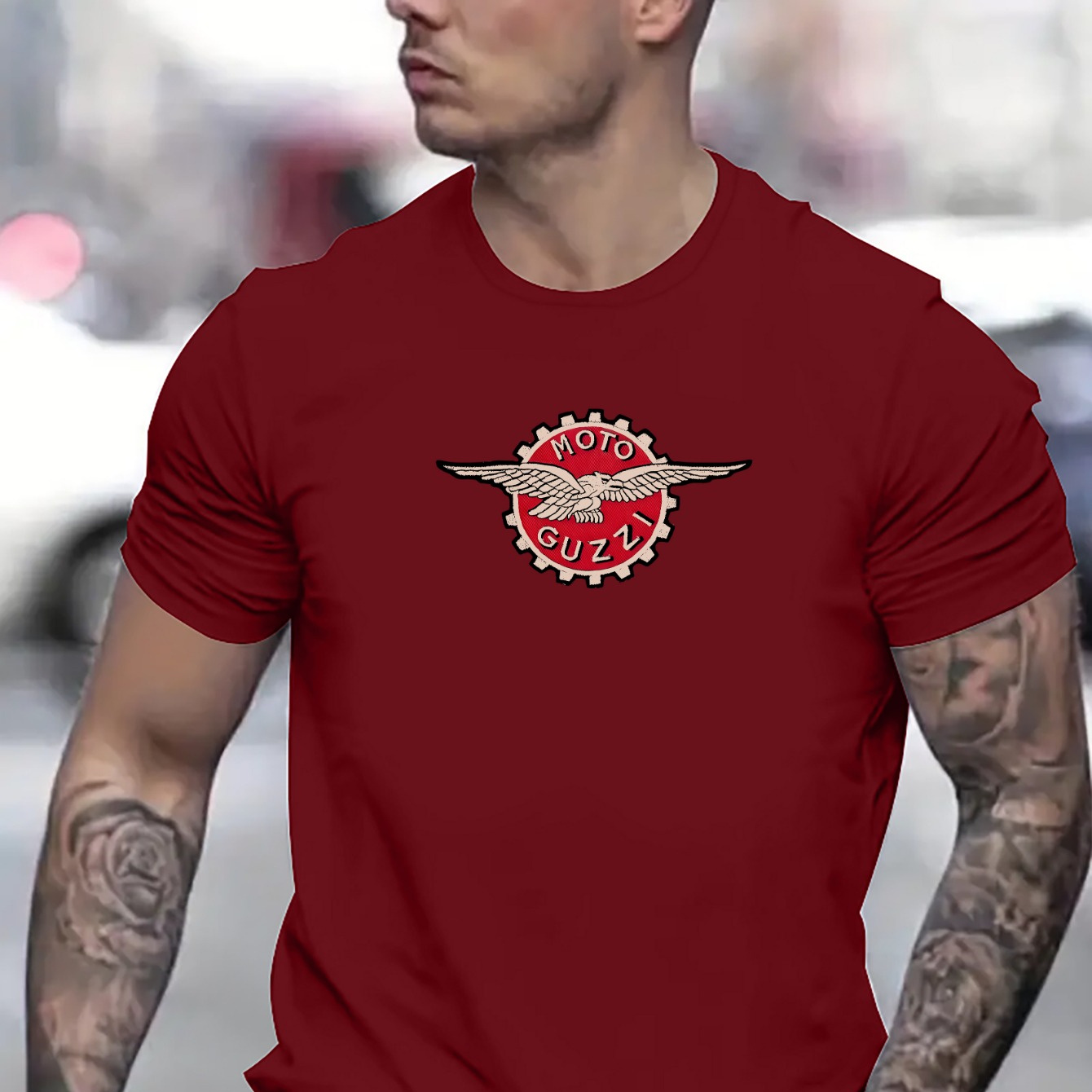 

Men's Casual Fashion T-shirt, Geometric Print, Round Neck, Short Sleeve, Summer Tee, Polyester, Regular Fit, Stretch Knit Fabric, Adult Unisex