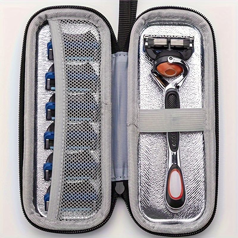 

Vintage-inspired Eva Hard Shell Case - Portable & , Water-resistant, Easy To Clean, Gray/blue For Shavers, Travel, Outdoor