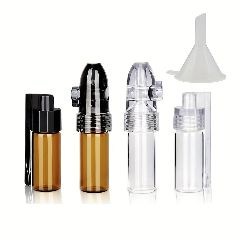 

4-piece Glass Seasoning Bottles Set With Funnel, Refillable Spray Bottles, Portable Storage For Perfume Powder, -free, Refrigerator Safe, Round Shape, Beauty & Accessories