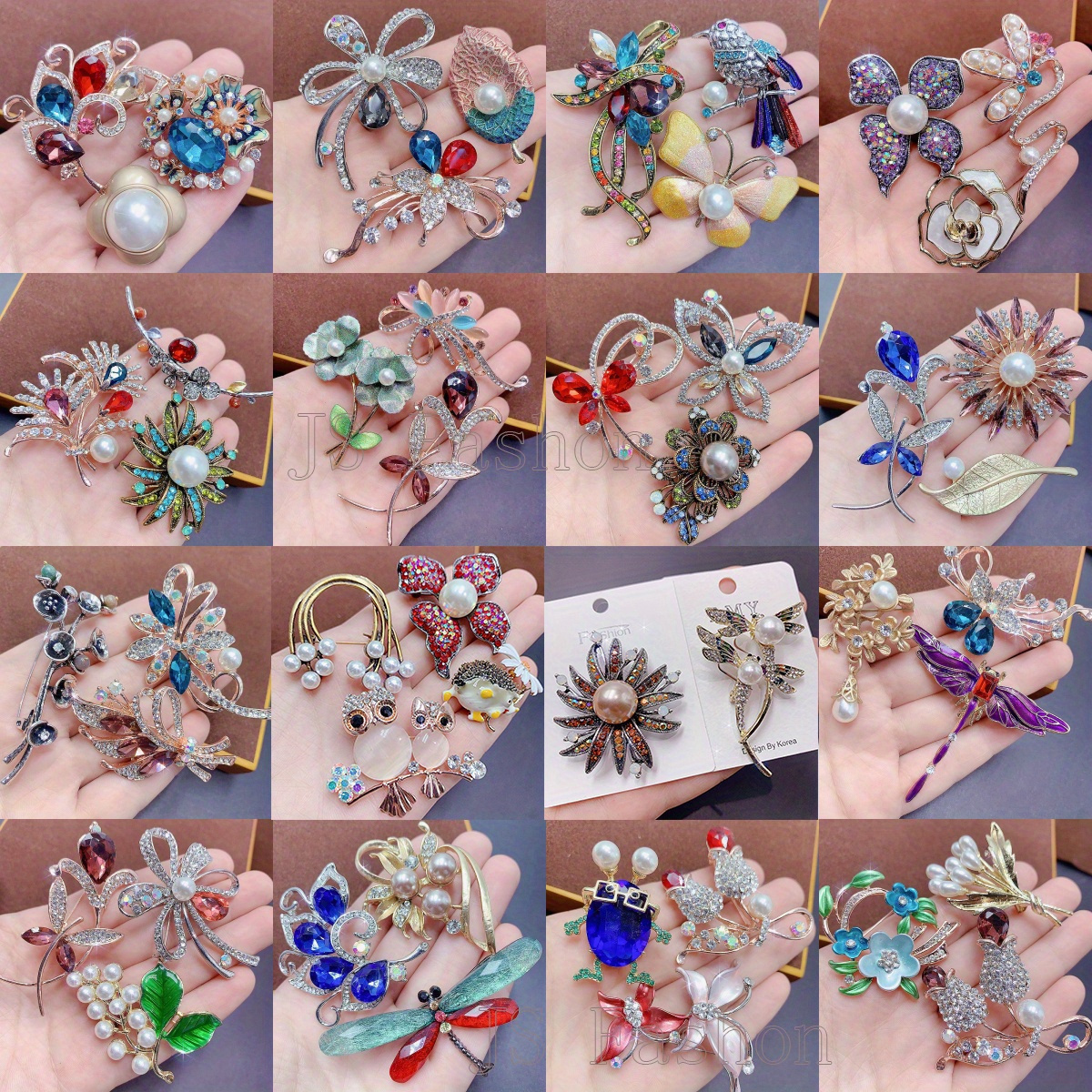 

20pcs Artificial Crystal Faux Brooch Pin Vintage Animal Inlaid Rhinestone Corsage Collar Lapel Pin Shirt Suit Cardigan Shawl Scarf Breastpin Banquet Accessory