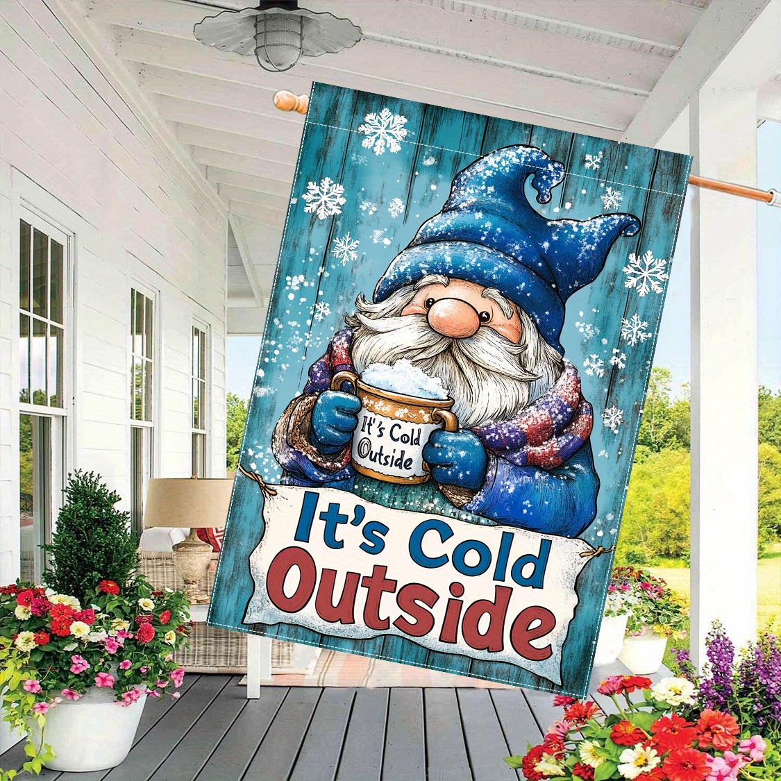 

Winter Garden Flag - 28x40 Inch Double-sided Polyester Outdoor Flag - Seasonal Decorative Yard Banner With "" Design, & Dwarf Graphics, No Electricity Required - 1pc