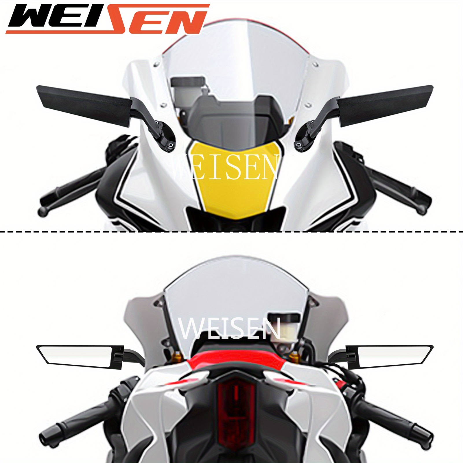 

Weisen Univesal Motorcycle Wind Wing Adjustable Rotating Side Mirror/ Wing Mirrors For Fzr600 R15 V3 V4 Fz1 / Fzs1000 Fz6/ Fz6s Fjr 1300 Fjr 1300es