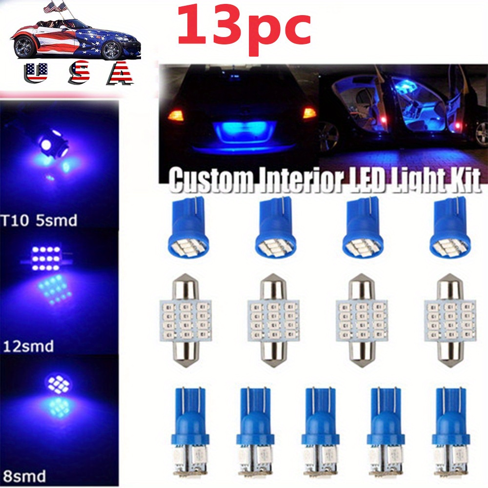 

13pcs Led Lights Interior Package Kit For Dome License Plate Lamp Bulb, Pointed Reading Light, Interior Door Lights, Energy- Design For And Safety