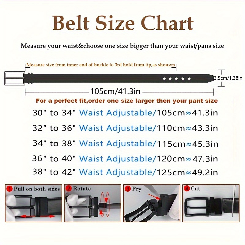 Men's Reversible Leather Belt with Alloy Square Buckle