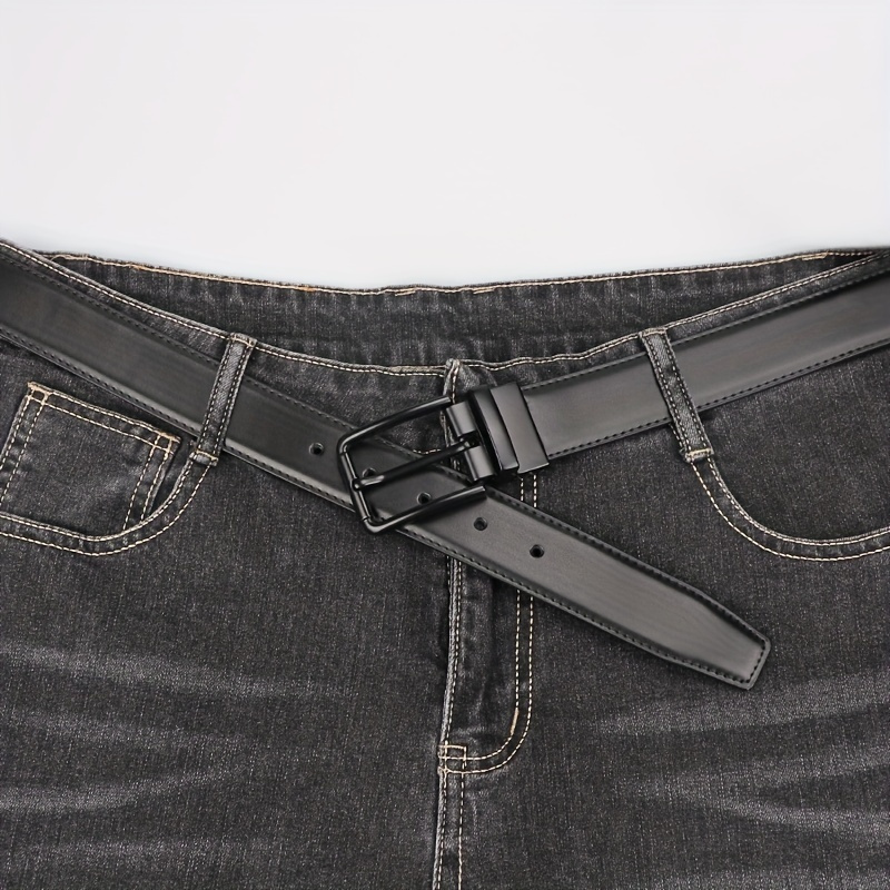 Men's Reversible Leather Belt with Alloy Square Buckle