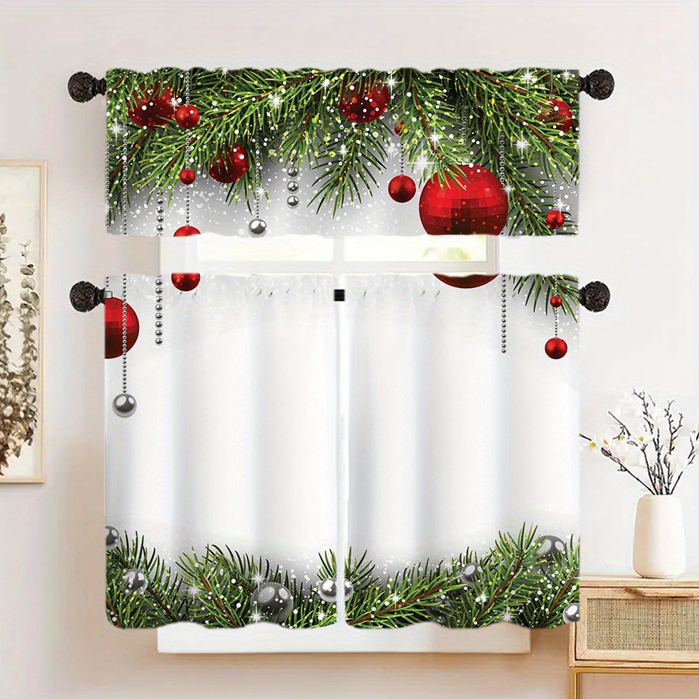 

1pc/2pcs Christmas Tree Printed Curtain, Polyester Printed , - Decoration Curtain, Suitable For , , , Bathroom, , , Etc., Decoration,