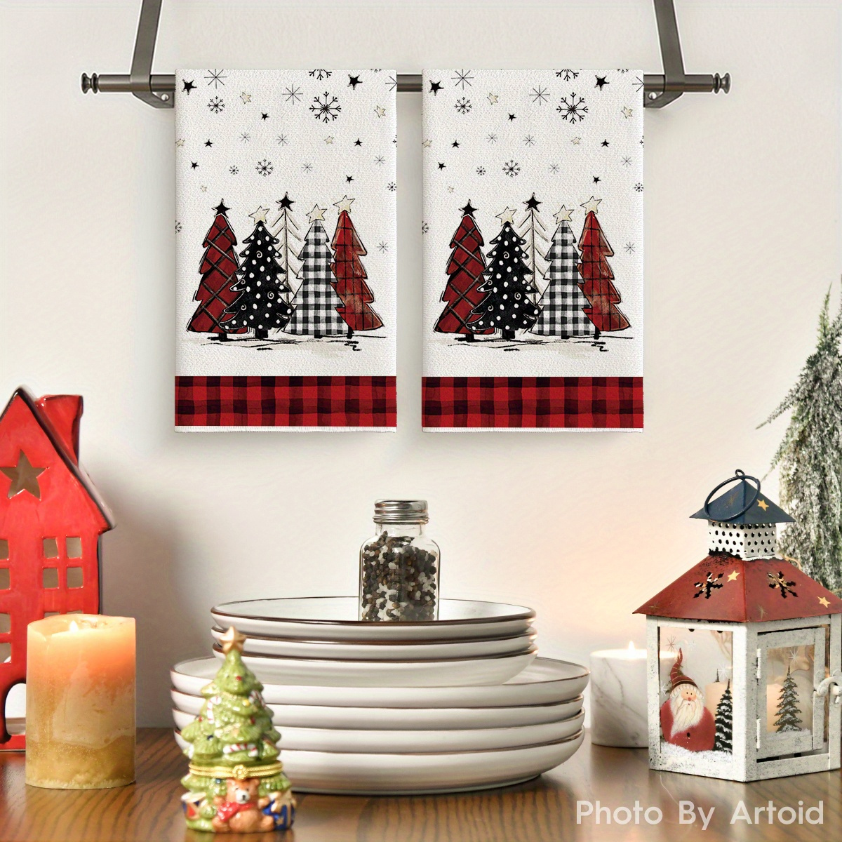 

Sm:) Black Trees Christmas Kitchen Towels Dish Towels, 18x26 Inch Daily Winter Room Funky Home Decoration Hand Towels Set Of 2/ 3/ 4