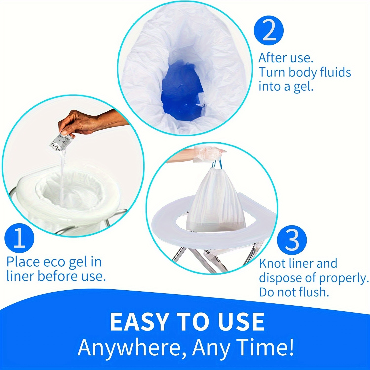 [Quick Resin Gel] 50-Pack Quick Absorbent Resin Gel Pouches | Sanitation & Emergency Deodorizer for Camping & Outdoor Use - Portable Toilets