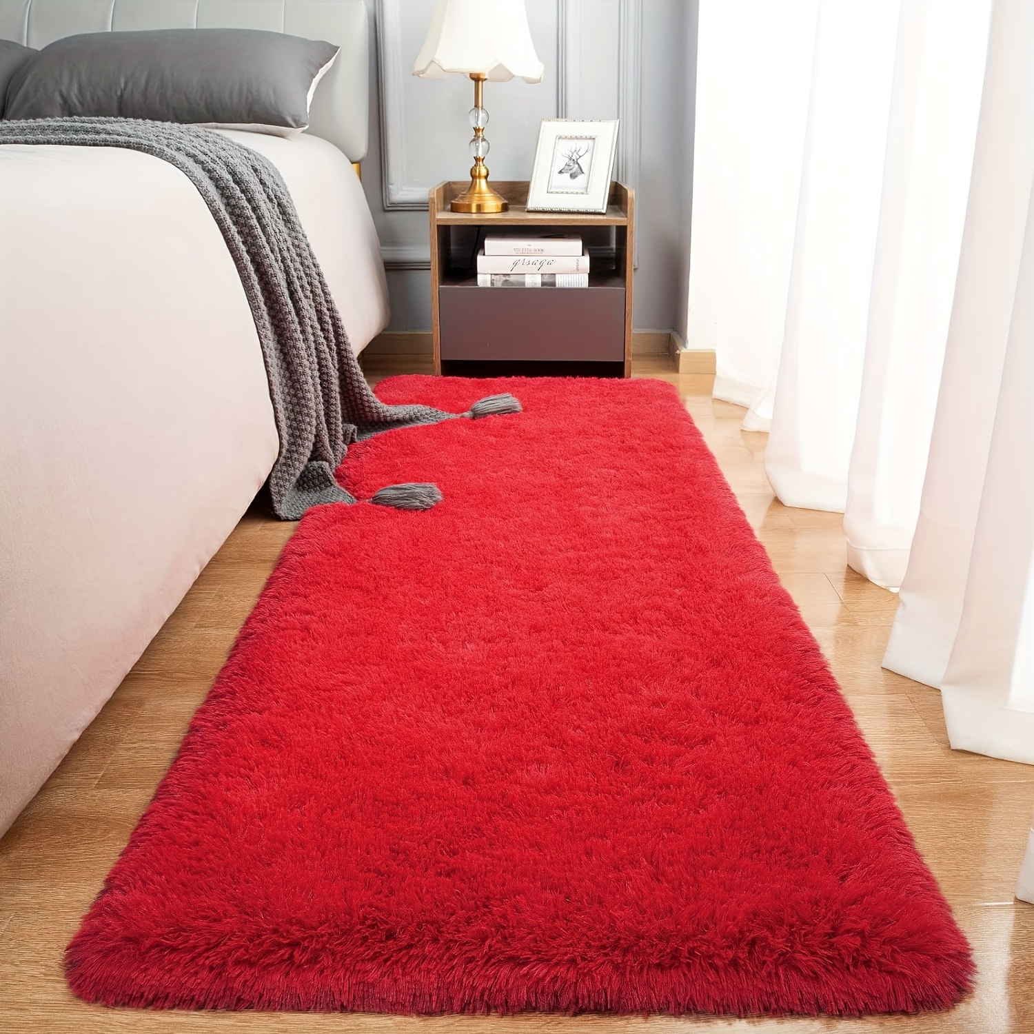 luxurious plush   fur area rug soft thick and   with non slip backing for bedroom and living room decor rugs for living room details 3