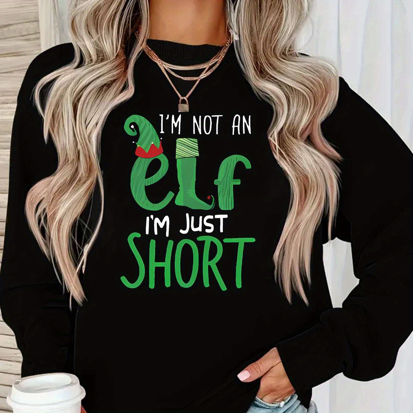 

1pc Elf Graphic Long Pullover Sweatshirt For , ,