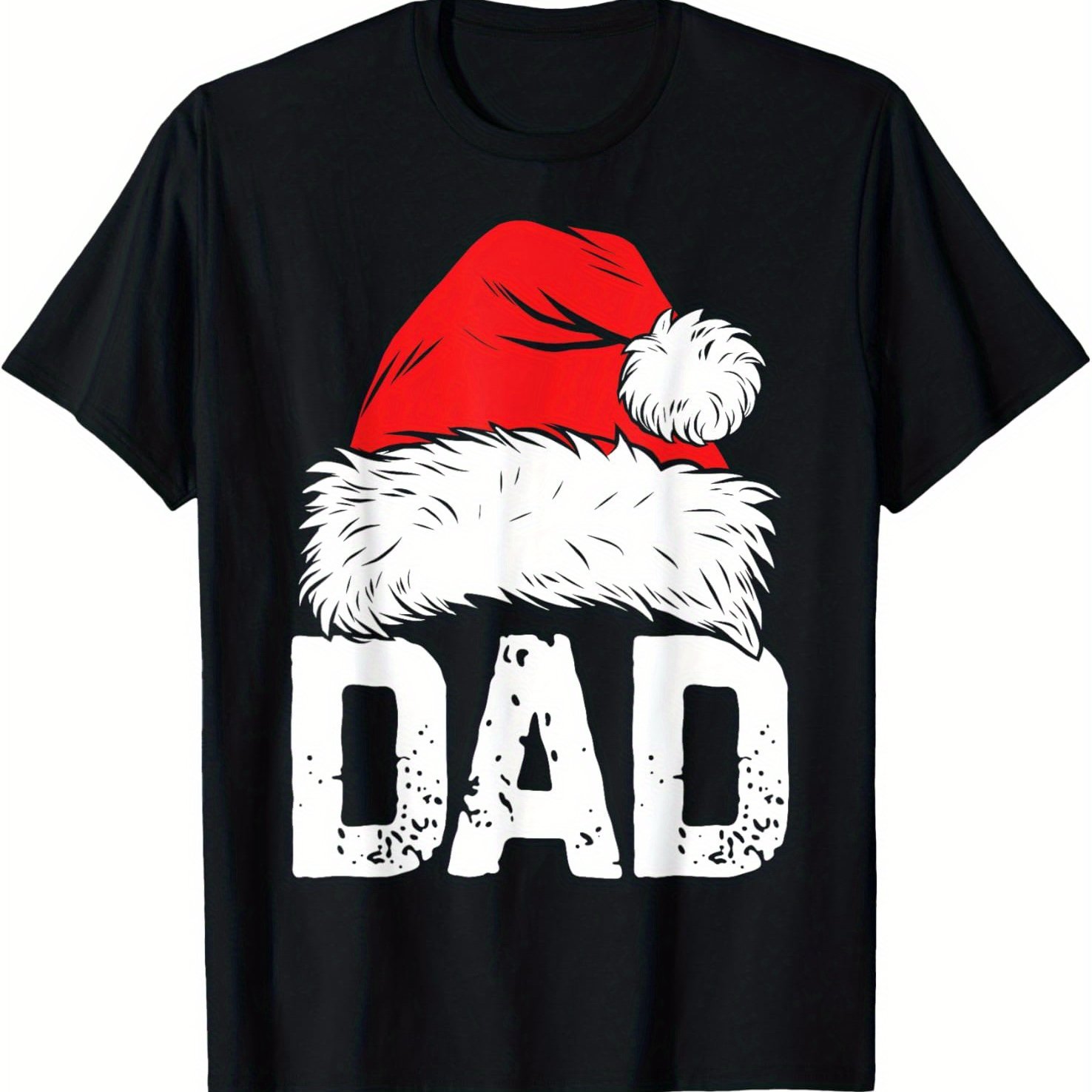 

Dad Christmas Santa Family Matching Dad Santa Father Short Sleeve T-shirt Black Casual Short Sleeve Men' T-shirt