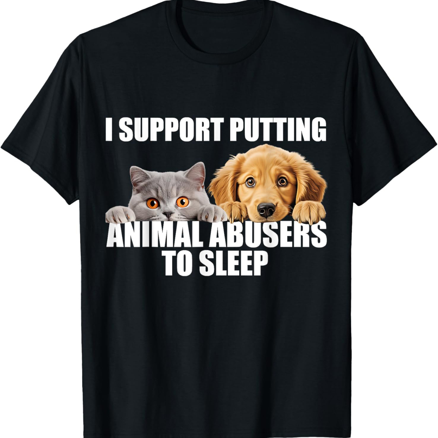 

Putting Animal Abusers To Sleep. Comfortable, Casual Short Sleeve, , All Season, Black, Men 220g