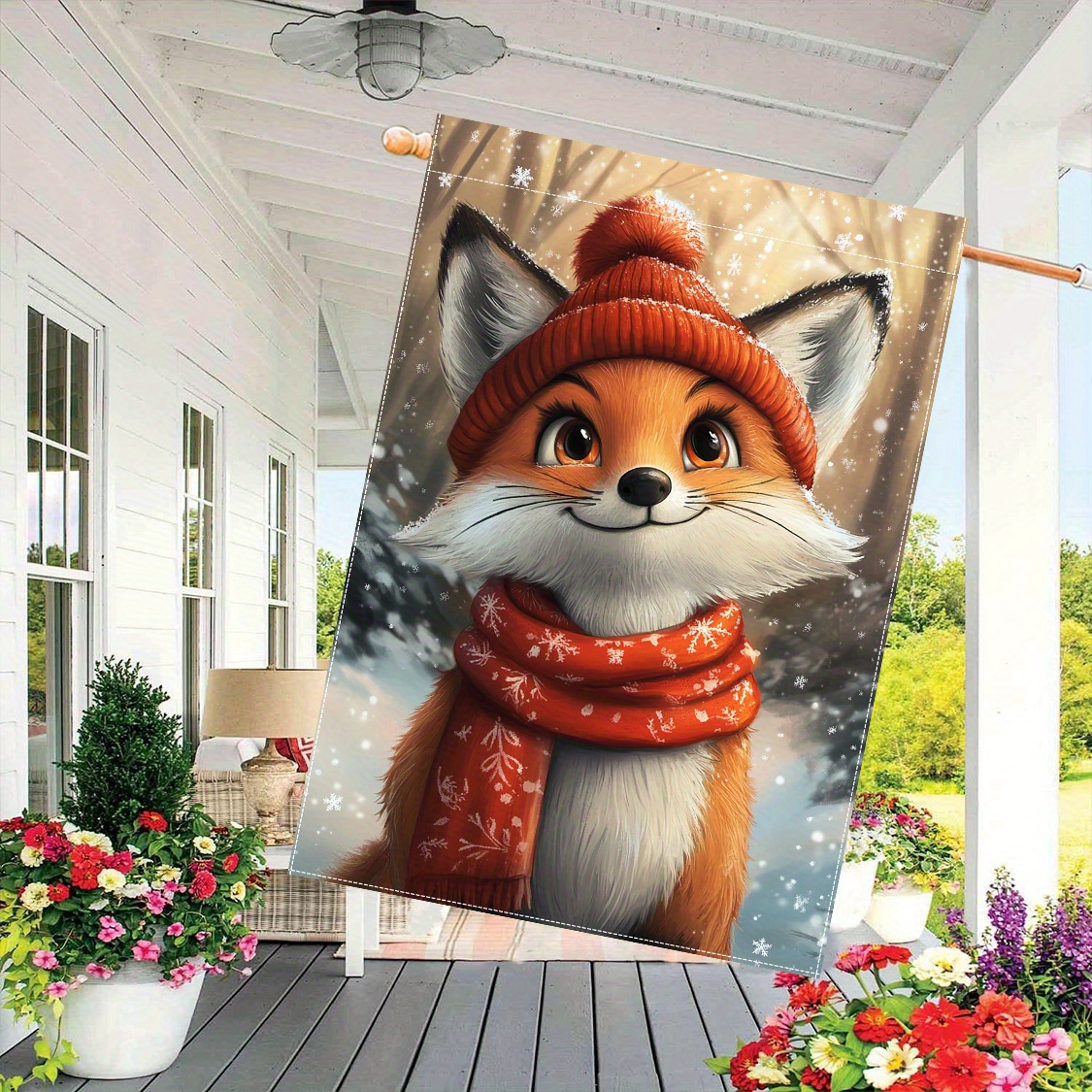 

Fox Garden Flag - 28" X 40" Double-sided Polyester Yard Flag - Outdoor Seasonal Decorative Banner Without Electricity Needed