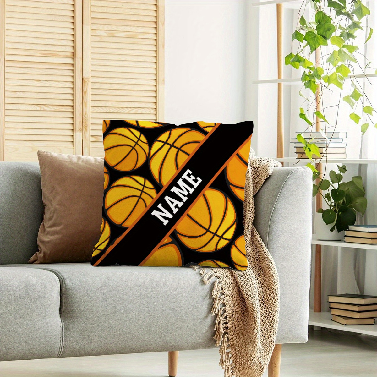 

Customized Personalized Basketball Pillow - 1pc Square Throw Cushion With Zipper Closure, Polyester Knit Fabric, Cushion For Sofa, Bedroom, Home Decor, Perfect Gift For Sports Enthusiasts