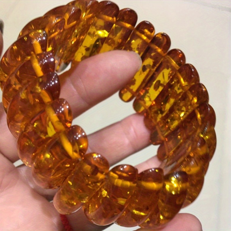 

Boho Style Resin Amber Bracelet For Women - Fashion Handmade Beeswax Bangle - All Season Accessory