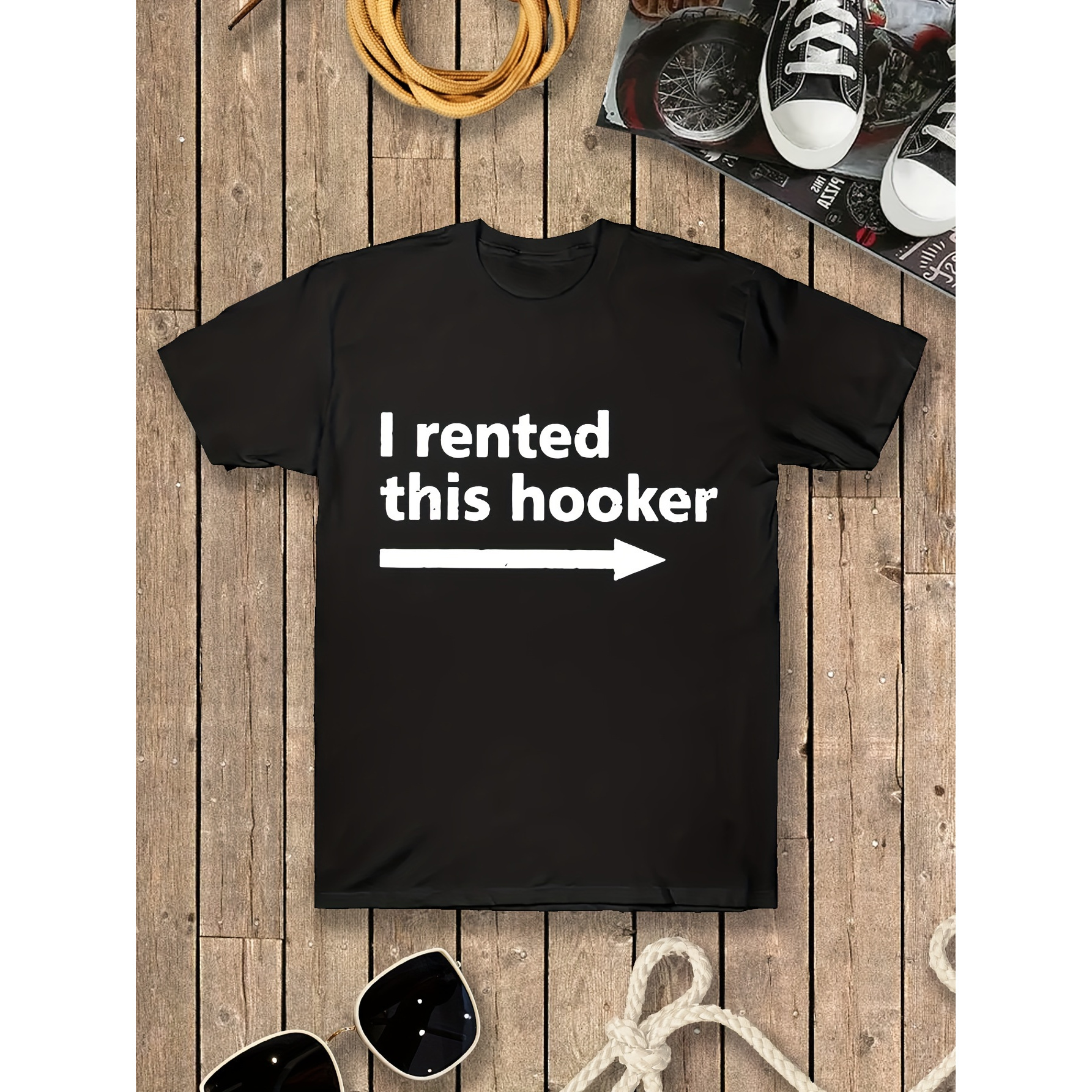 

1 Men's Front Printed T-shirt Black Cotton Fun Pattern T-shirt Summer Casual T-shirt