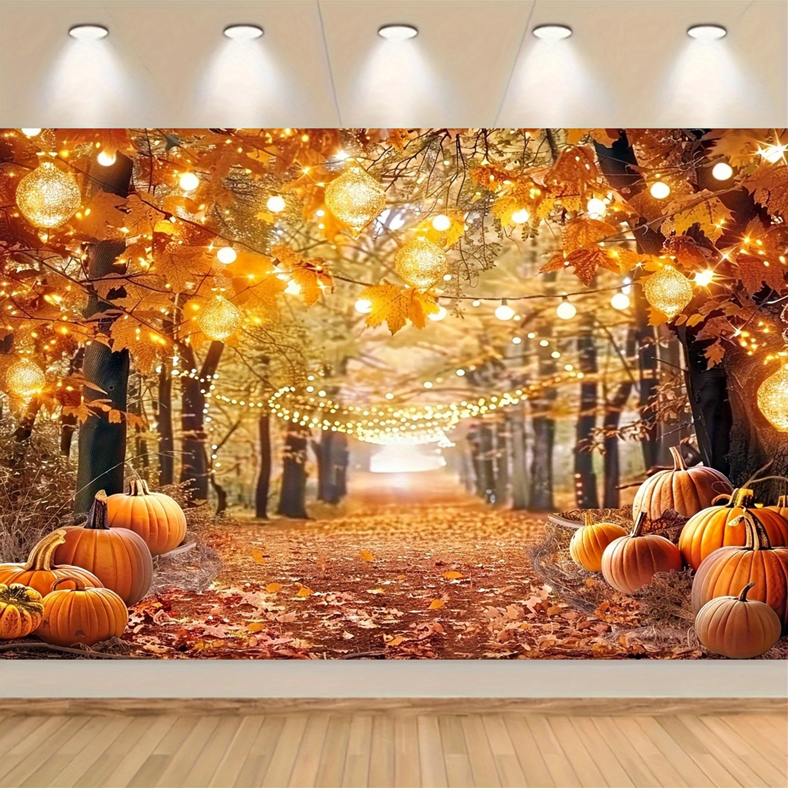 

1pc Thanksgiving Banner, Autumn & Pumpkin Photo Booth Backdrop, Polyester Party Decor, No Power Needed, For Home & Parties