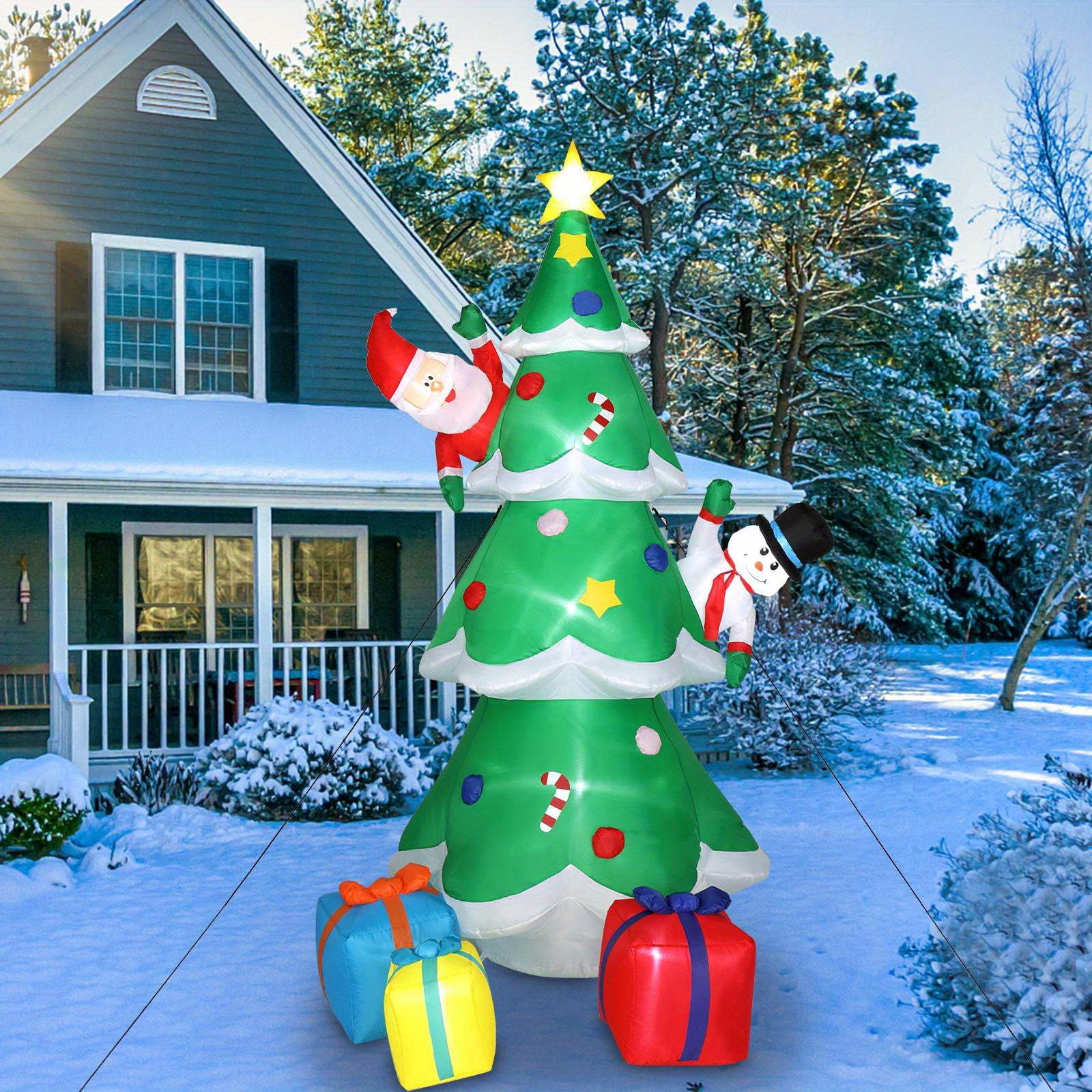 

8ft Inflatable Christmas Tree Decoration With Santa Claus, 3 Gift Boxes Lighted Decor For Yard, Outdoor, Holiday