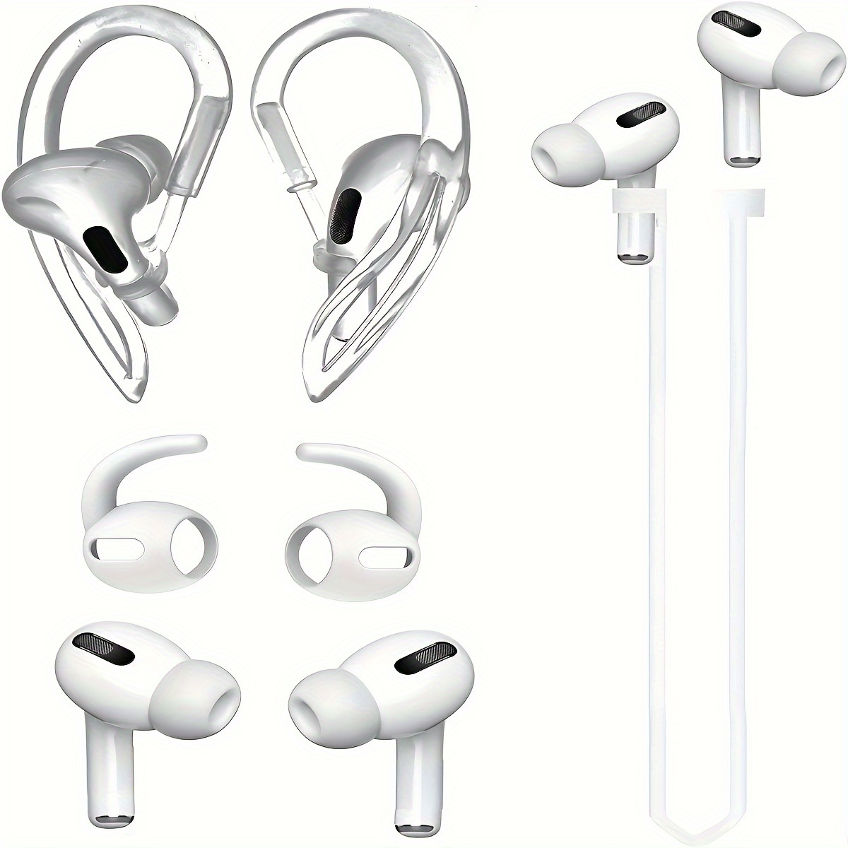 

Silicone Case For Airpods Pro Earphones With Ear Hooks*2 Anti-loss Rope Earphone Protective Case