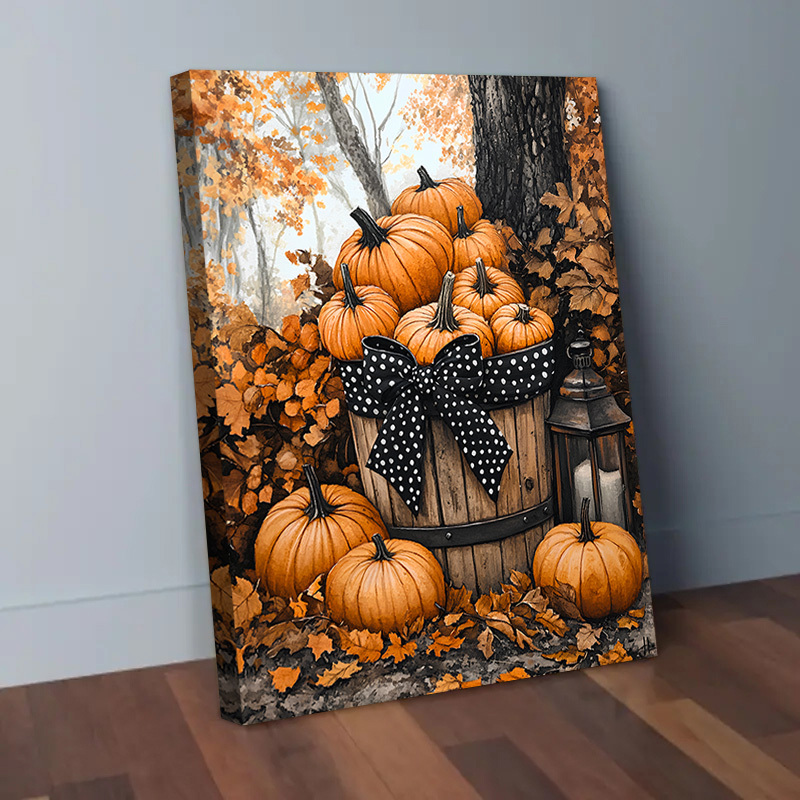 TEMU 2d Flat, 2d Flat, 2d Flat Framed Canvas Artwork Featuring A 2d Flat Design, Perfect For Thanksgiving. This Autumn-themed Piece Showcases A
