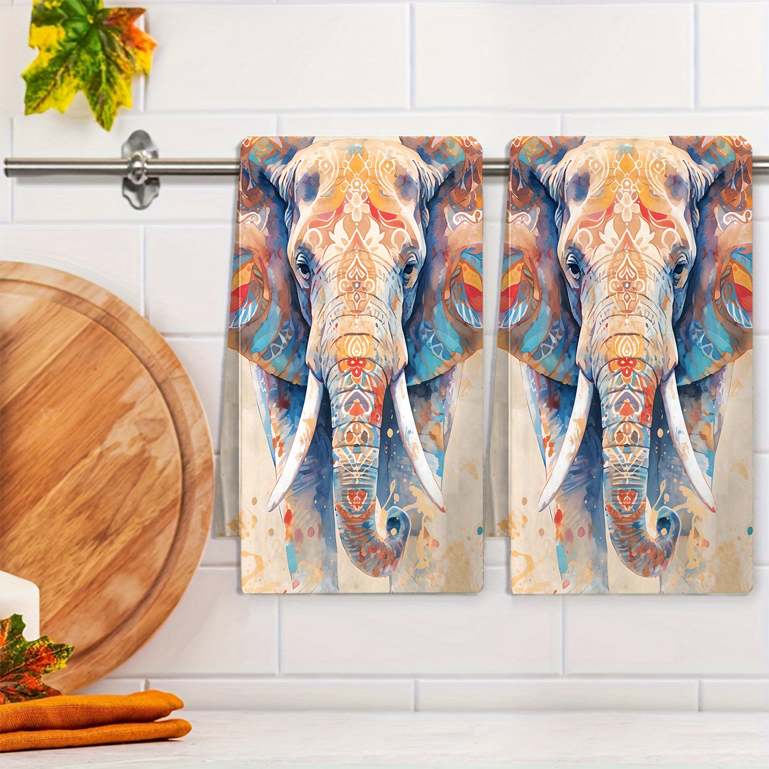 

Graffiti Elephant Kitchen Household Printed Towel Cleaning Cloth Table Decoration Towel