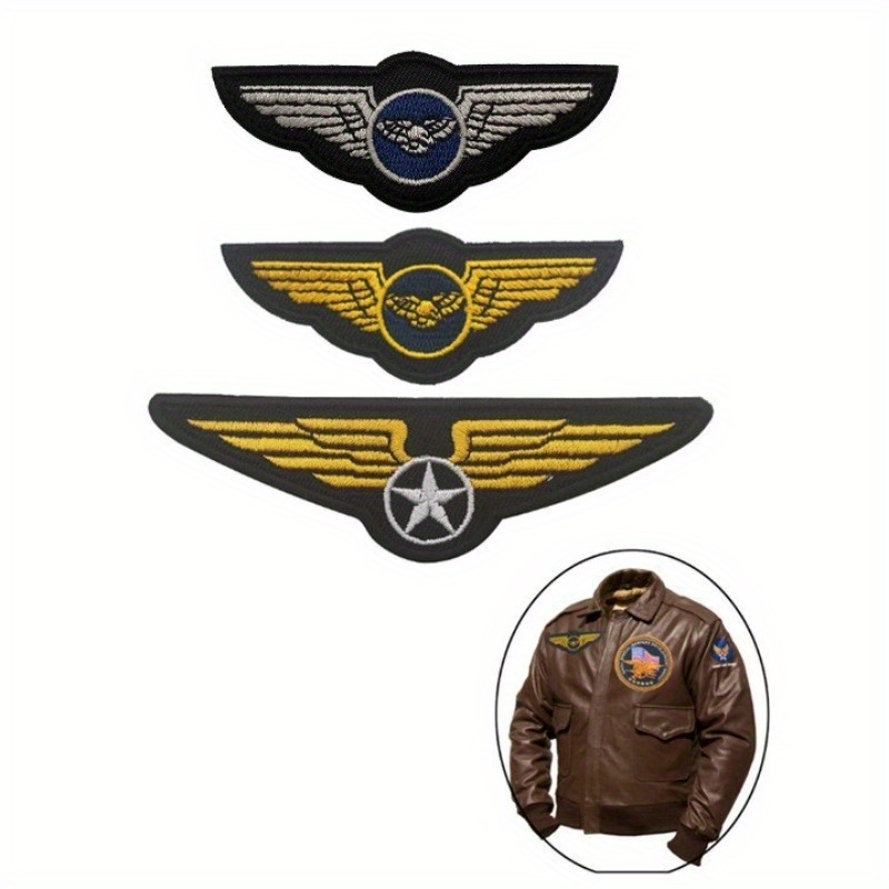 

1pc Badge de poitrine d'aviation de pilote brodé Brassard et boucle Badge Autocollant en tissu - Tissu en polyester