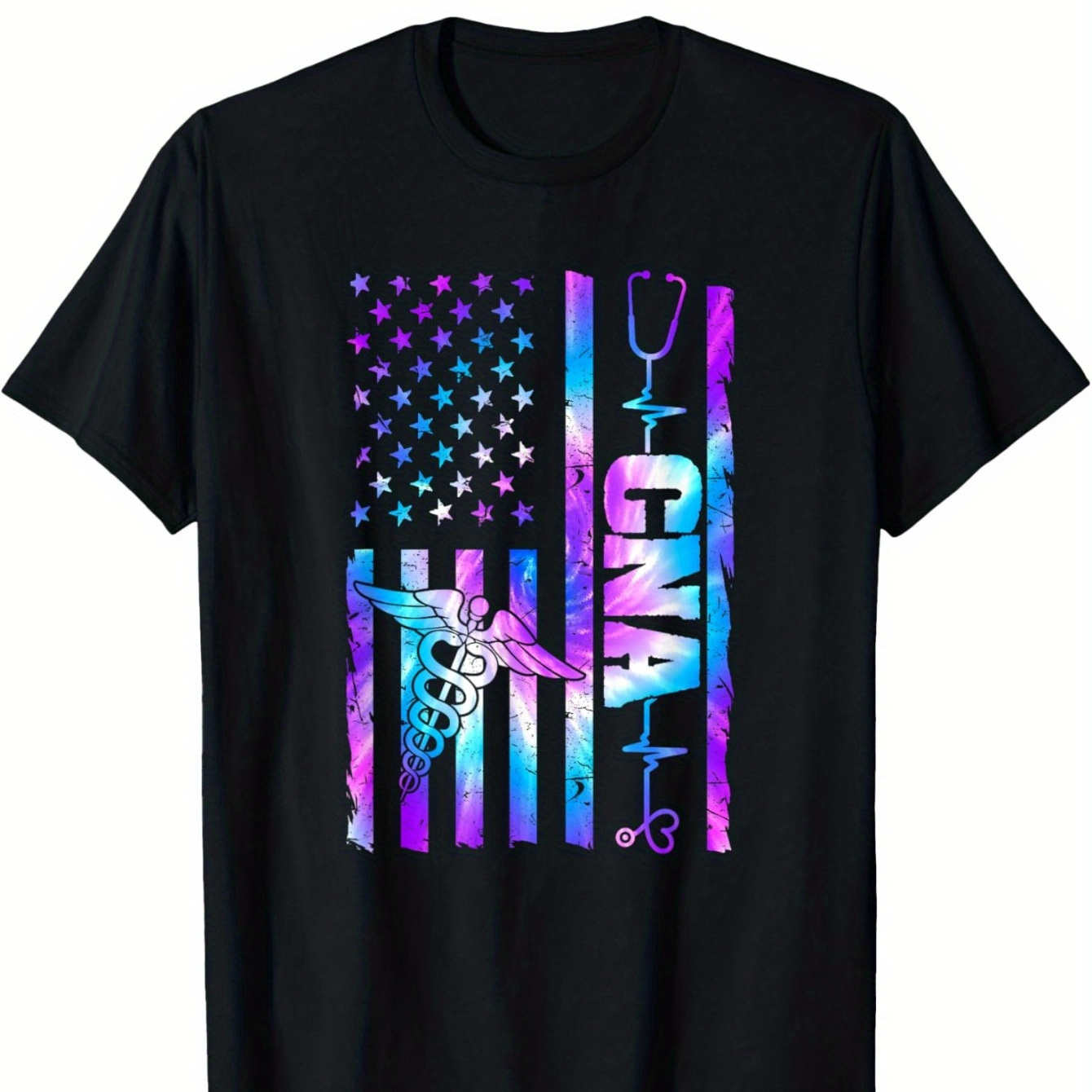 

Cna Shirt, American Flag Cna Rn Assistant Men's Printed T-shirt, Stylish, High Quality Cotton Short Sleeve, Soft And Breathable